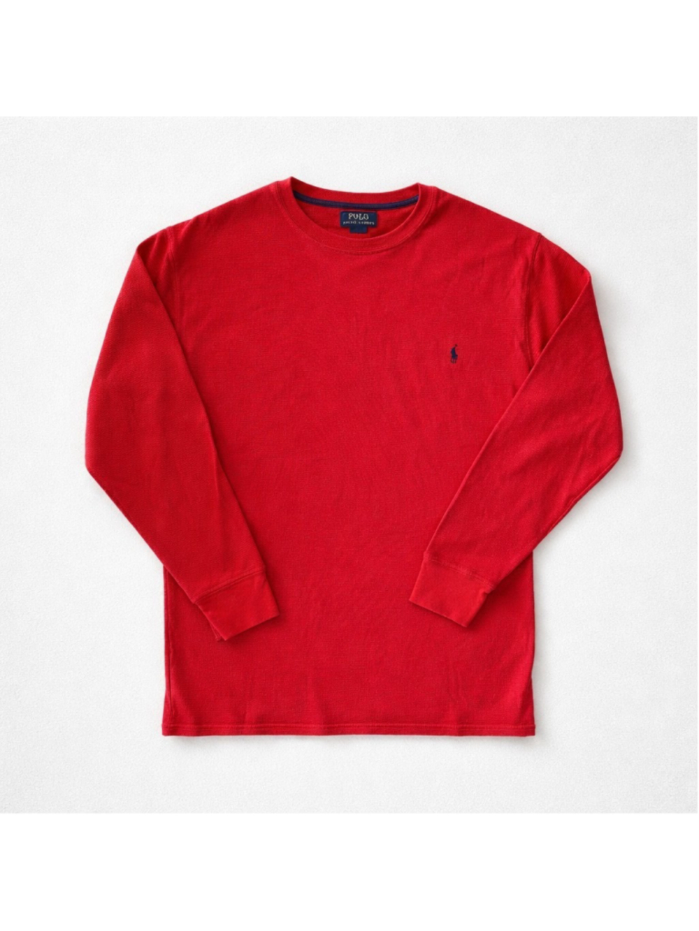 Polo Ralph Lauren Mens Red Waffle Knit Thermal Long Sleeve Shirt Size XL